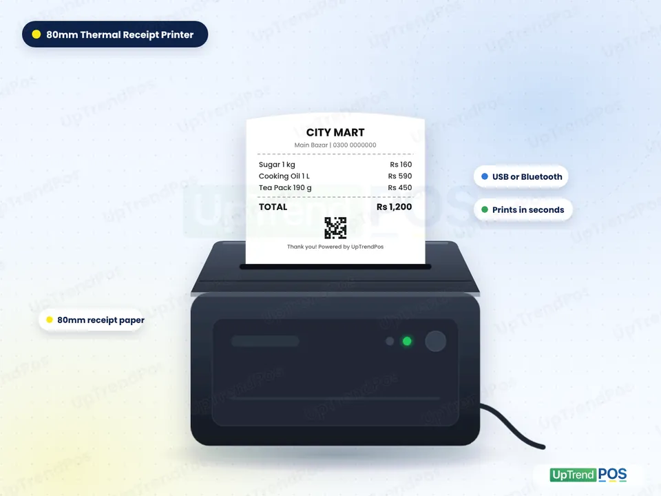 80mm thermal receipt printer printing an UpTrendPos bill